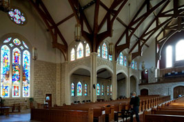 Inside the cathedral in afternoon lighting, west side