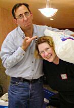 Here's some ice for your headache: Karl Mischler of New York City and Jane Bartholomew of Overland Park, Kansas