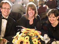 David, Dawn and Britt of Mont Alto Motion Picture Orchestra share a table at supper