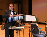 Bob Keckeisen sets up his percussion equipment