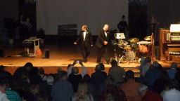 Bob Keckeisen and Marvin Faulwell take a bow after Saturday evening's performance