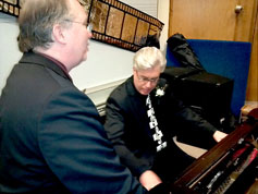 Phil and Greg near the piano keyboard