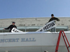 Putting up the banner D