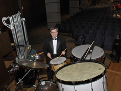 Bob Keckeisen played percussion at times throughout the event