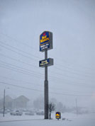Best Western sign, where our staff stayed during the festival