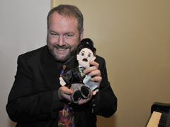 Jeff Rapsis with Charlie Chapline give-away doll