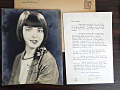Colleen Moore, plus a letter she signed to a fan