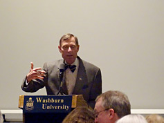 Dr. Jerry Farley, Washburn University president, welcomes guests