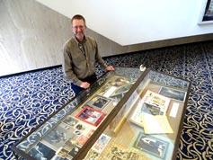 Steve Richardson at the Claire Windsor display case