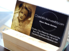 Claire Windsor business cards were displayed