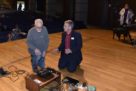 Lyle Waring, auditorium manager, with Bill Shaffer, our fearless leader