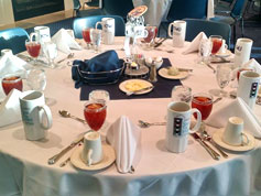 Tables set prior to arrival of diners