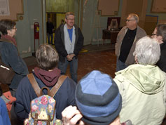 Bill Shaffer leads a theater tour