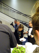 Bill Shaffer and Dr. Harriet Fields in dinner line