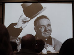 W.C. Fields projected on the screen