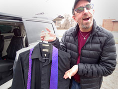 Karl Mischler, with new van-rental and dress clothing