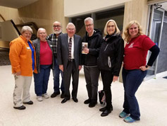 New KSFF organist Bill Beningfield chats with organist Greg Foreman and the KSFF Friday night crew, including Enid Stendebach, Ragen Murray, and Zandra Myrick. — with Enid Stendebach, Zandra Myrick, Ragen Murray, Bill Beningfield, Gregory Foreman, Melodie Foreman and Melanie Lawrence.