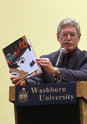 Bill Shaffer with book doorprize
