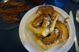 Carol's breakfast of bacon and French toast