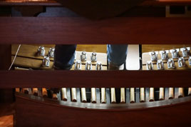 White Concert Hall organ foot peddles