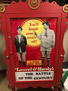 Poster display of Laurel and Hardy, used on Saturday evening