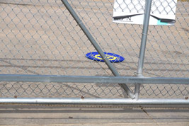 Frisbee needed to be rescued when it landed outside the locked gate