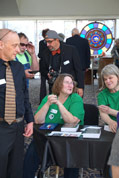 (L to R) Larry Stendebach, Jane Bartholomew and Tracey Goessel. Behind the group is Karl Mischler.