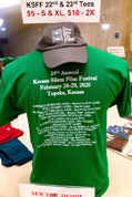 2020 green KSFF t-shirts and gray baseball caps were available for purchase