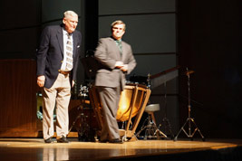 Marvin Faulwell, pipe organ, and Bob Keckeisen, percussio, take a bow after their performance