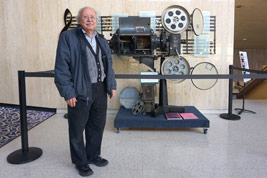 Kenneth Filardo has his Simplex Carbon Arc Lamp & Rectifer Projector ready for display to the public