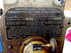 Indentification plate for Edison Projecting Kinetoscope