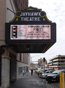 Advertising on Jayhawk Theatre billboard