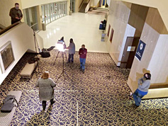 Along the south side of the White Concert Hall lobby