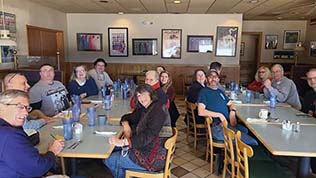 Many staff members and attendees from other states meet each other for breakfast at Annie's Place, Gage Center, Topeka, on the Sunday morning after our event was completed.
