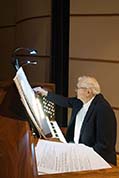 Organist Bill Beningfield accompanies Boobley's Baby