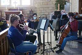 The Mont Alto Motion Picture Orchestra practices accompaniment for the movie Hunchback of Notre Dame.