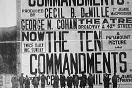 Screen showing Saturday morning's documentary on the making of the 1923 version of "The Ten Commandments"
