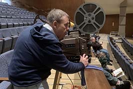 Jim Reid tests one of the 16mm projectors