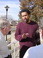 Kevin talks with attendees