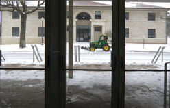 Snow plow plows snow