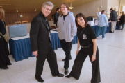 Greg, David and Britt clown in the lobby
