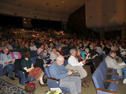 Friday evening performance, audience gathers