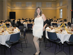Melanie Lawrence, hostess, dressed as a flapper