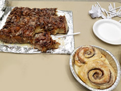Warm, tasty cinnamon rolls were baked and delivered backstage at White Concert Hall by Roberta Perron Doty