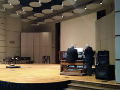 Onstage rehursal by Marvin Faulwell, with Bill Beningfield turning pages of sheet music