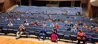 A photo taken from the stage between movie showings