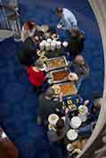 A view from above of banquet dinner