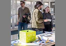 Attendees relaxing in the lobby during a break in our White Concert Hall program