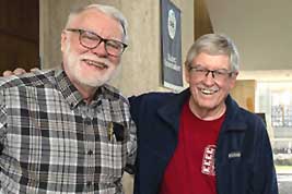 Frank Scheide, attending from Arkansas, smiles with KSFF President Bill Shaffer