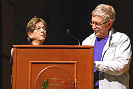 KSFF Special Guest Melissa Talmadge Cox talks about her grandfather, Buster Keaton, before a showing of Keaton's short subject THE NEIGHBORS